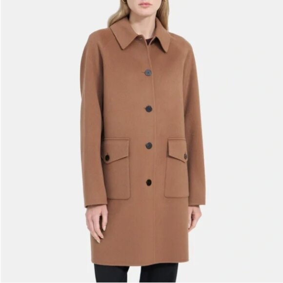 NWT Theory Caban Relaxed Coat in Double-Face Wool-Cashmere Jacket Buckwheat - Picture 1 of 6